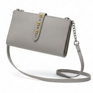 EUC Rebecca Minkoff PAVILI Studded Leather Wallet on Chain Crossbody - Gray!